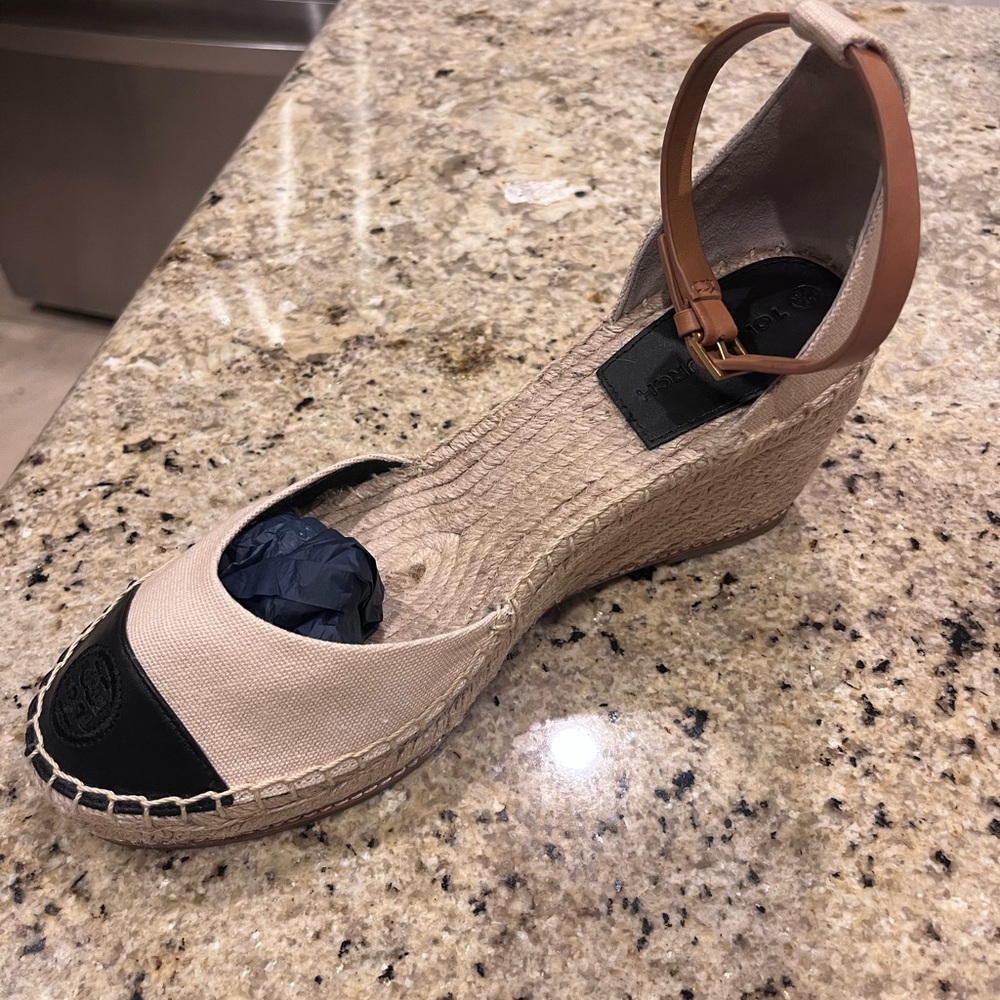 New! Tory Burch Color Block 85mm Espadrille Wedge Sandals Size 9.5M